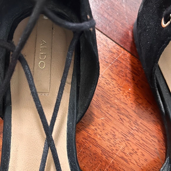 Black Aldo flats with wrap around ties - Picture 3 of 8